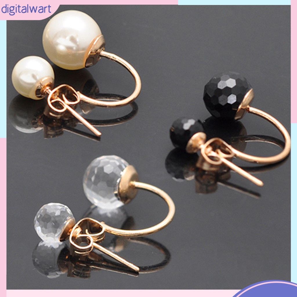 Cặp khuyên tai đính đá pha lê/ngọc trai nhân tạo sang trọng cá tính dành cho nữ