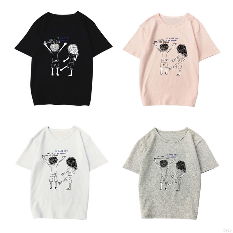 Áo thun cổ tròn tay ngắn in hoạ tiết xinh xắn