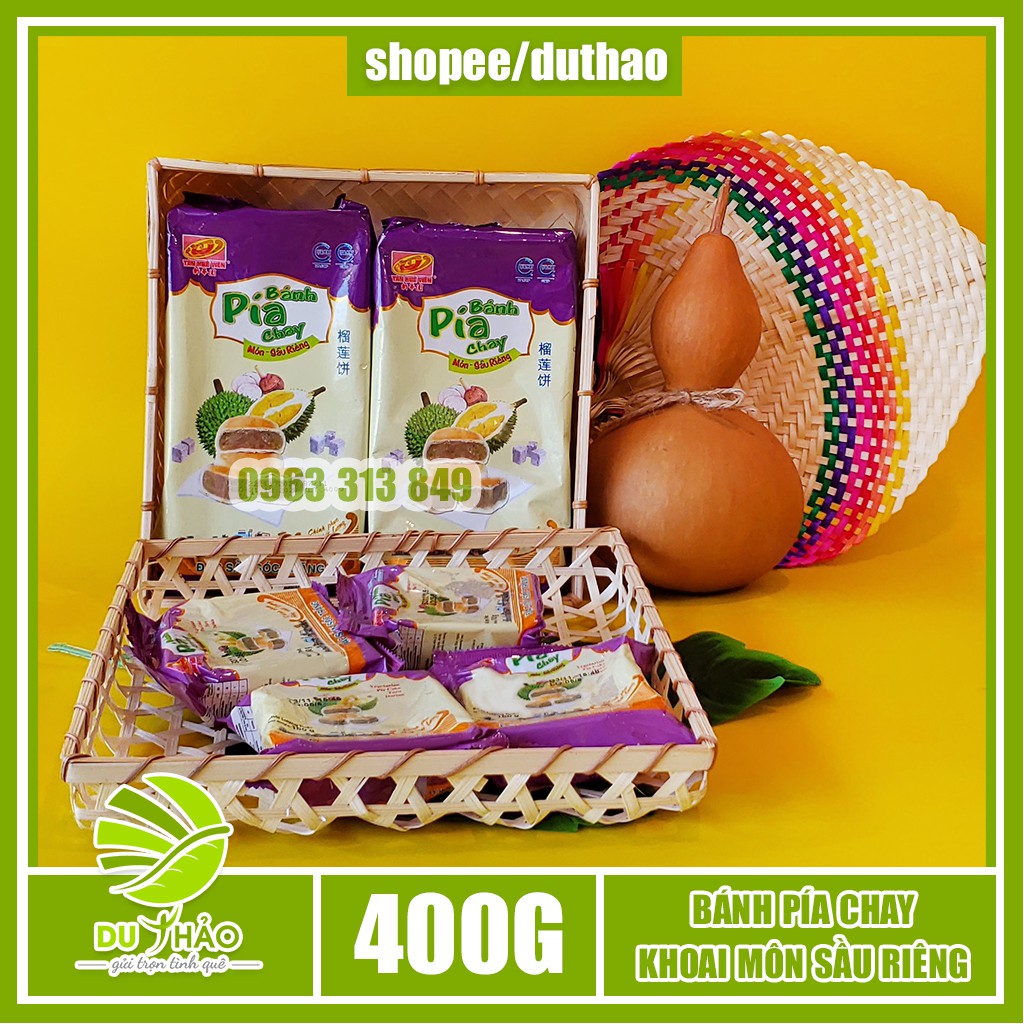 Bánh pía chay khoai môn sầu riêng Tân Huê Viên 400gr, bánh pía không trứng ăn chay
