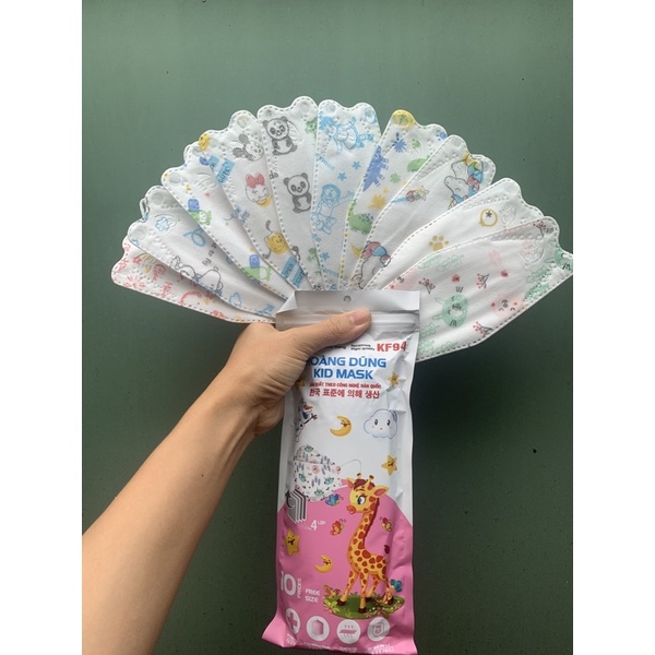 Khẩu trang KF94 trẻ em size 4-10 tuổi_Khẩu trang 4D Hoàng Dũng _ An Tâm _ Thịnh Phát KF94 em bé