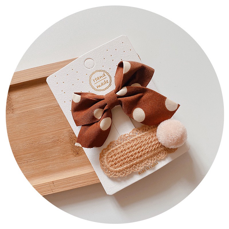 Set nơ buộc tóc và kẹp tóc bé gái cute xinh xắn, hàng đẹp xịn xò