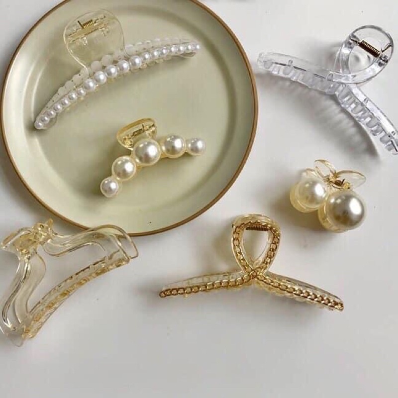 Set 6 chiếc kẹp tóc ngọc trai khảm ánh xà cừ