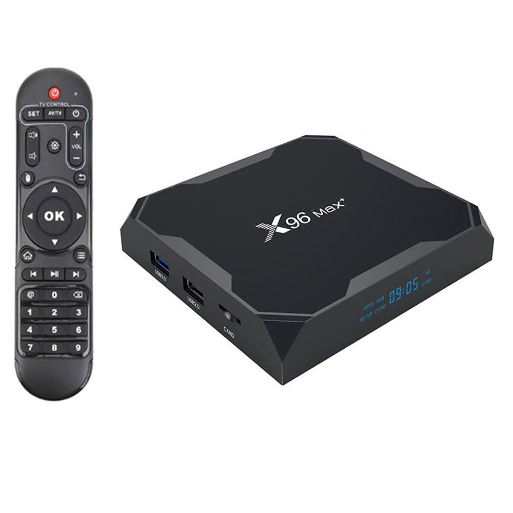 Thiết bị tivi box android x96 max plus 4GB RAM 32G Rom dual wifi có bluetooth ứng dụng xem phim HD và truyền hình cáp
