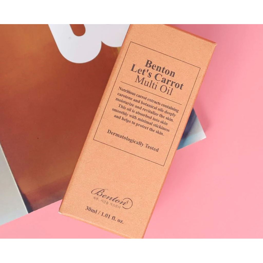 Tinh Dầu Khóa Ẩm, Làm Sáng Da Dưỡng Da Mềm Mịn Chiết Xuất Cà Rốt Benton Let's Carrot Multi Oil 30ml