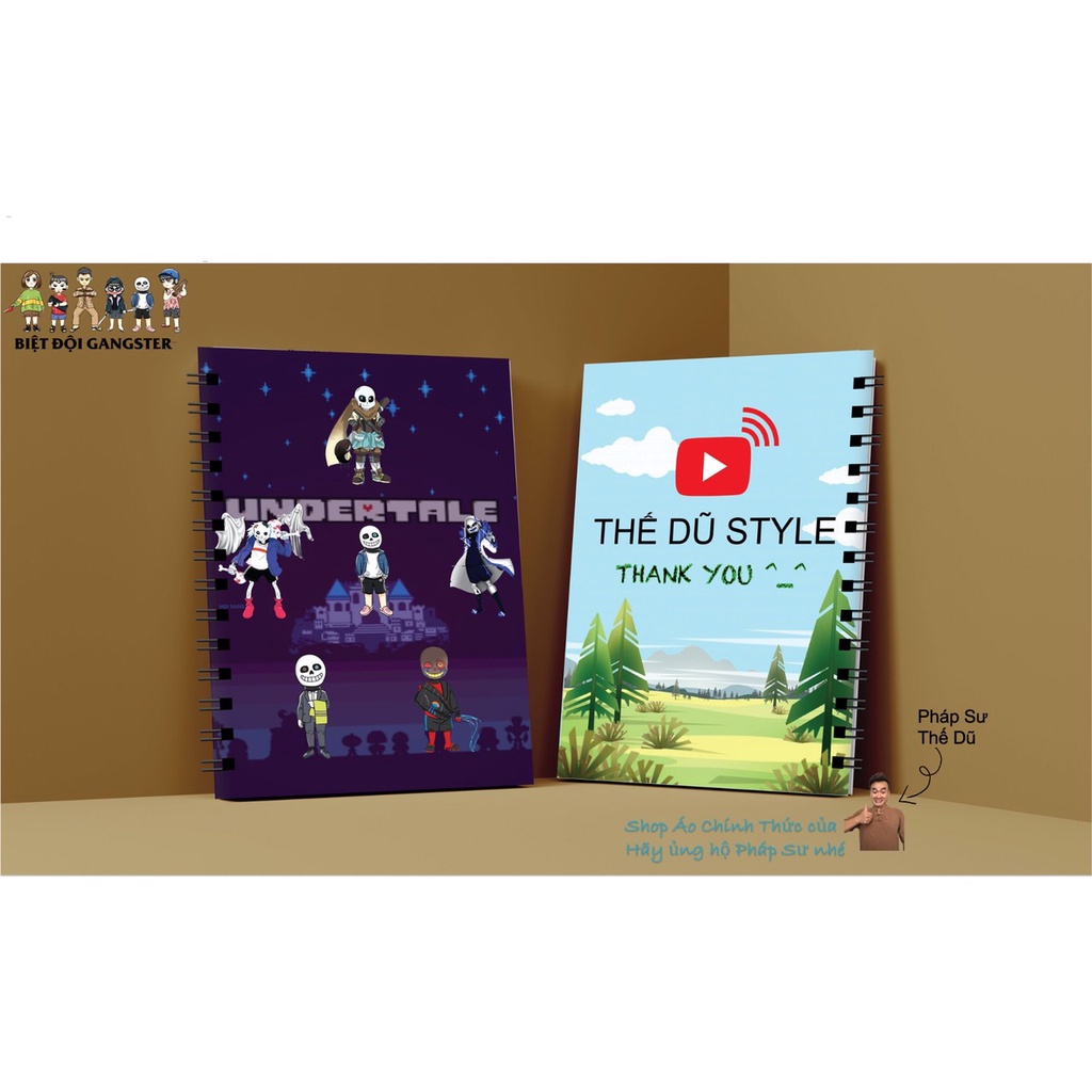 Sổ tay BIỆT ĐỘI UNDERTALE MIX SANS CHARA - Pháp Sư Gangster - Shop Áo Thế Dũ chính thức
