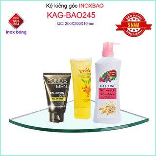 Kệ kính góc Inox Bảo KAG-BAO245, Kệ kiếng cường lực 20x20 cm dễ vệ sinh sang trọng tiện dụng