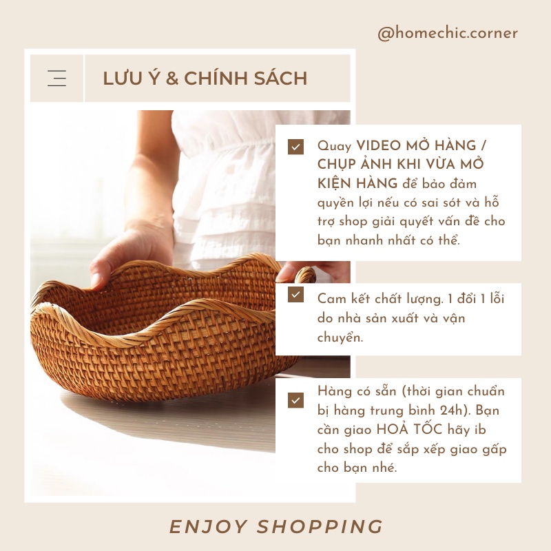 Rổ mây tròn, khay mây đựng đồ, decor trang trí mây tre đan tự nhiên | HOME CHIC CORNER