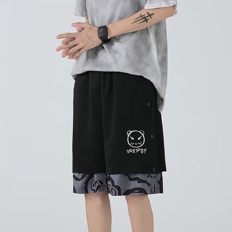 Quần ngắn ống rộng In Họa Tiết Hoạt Hình Phong Cách hip hop Nhật Bản Thời Trang Cho Nam Cỡ M-3XL