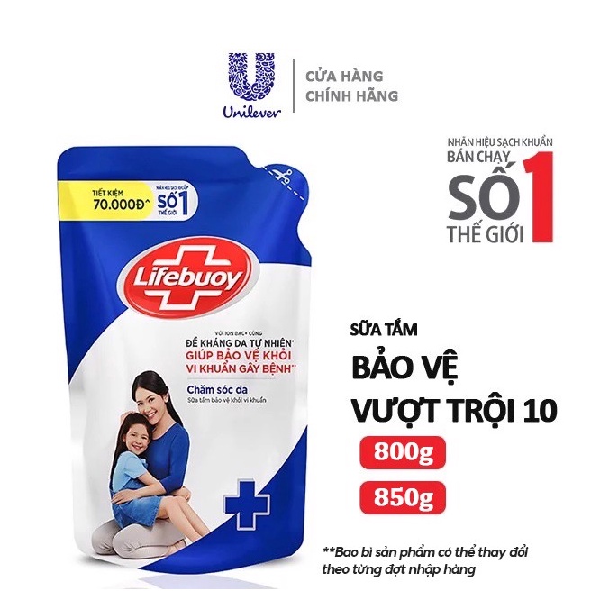 Sữa tắm detox và bảo vệ da khỏi vi khuẩn Lifebuoy Matcha, Khổ qua, Than Hoạt Tính, Tràm Trà &amp; Muối Hồng