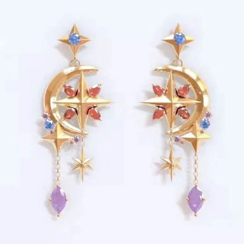 Hoa Tai Dáng Dài Mặt Hình Mona Zhongli Tartaglia Trong Game Genshin Impact Dành Cho Nữ