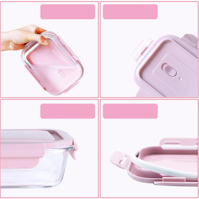 COMBO BỘ HỘP CƠM VĂN PHÒNG THỦY TINH GIỮ NHIỆT CHỊU NHIỆT ĐA CHỨC NĂNG KÈM TÚI VÀ ĐŨA THÌA