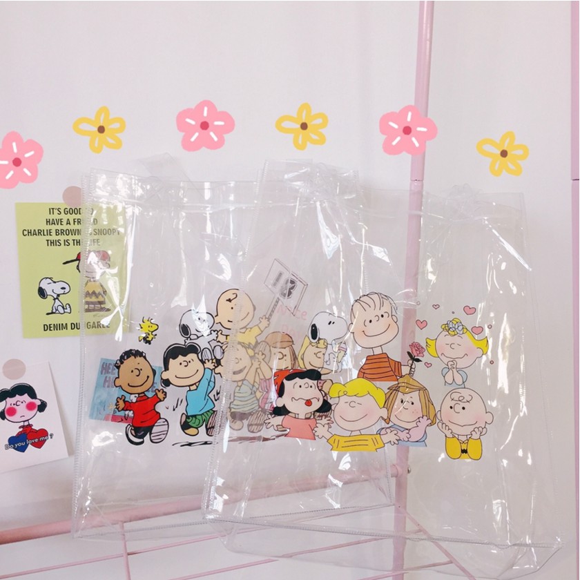 Túi Xách Nữ Trong Suốt In Hình Chó Snoopy Dễ Thương