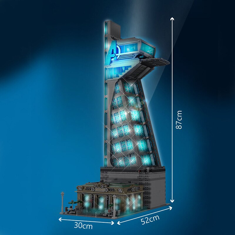 Lắp ráp Mô hình Panlos 55120 87CM 5883PCS UPGRAD 8 Floors Heroes Iron Thanos Captian Thor Stark Avengered Man Tower