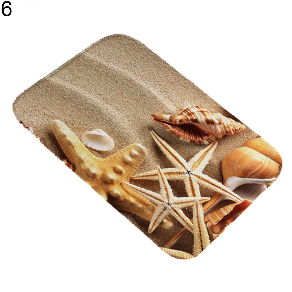 Thảm lau chân chống trượt họa tiết vỏ sò/bãi biển kích thước 40x60cm chất lượng