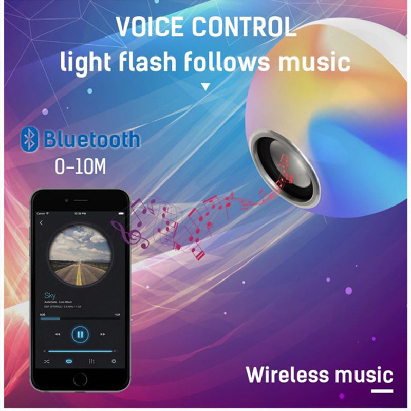 Bóng Đèn Led Rgb 12w E27 Thông Minh Kết Nối Bluetooth Kèm Remote Điều Khiển
