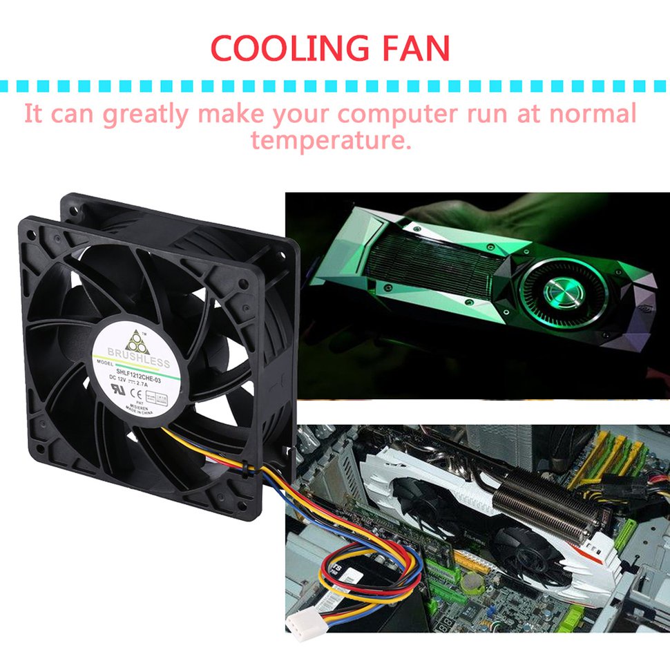 【SUN】7500RPM DC12V 5.0A Brushless Miner Cooling Fan For Antminer Bitmain S7 S9
