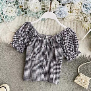 [Ảnh thật/Video] Áo croptop ulzzang chun lưng mặc được 2 kiểu
