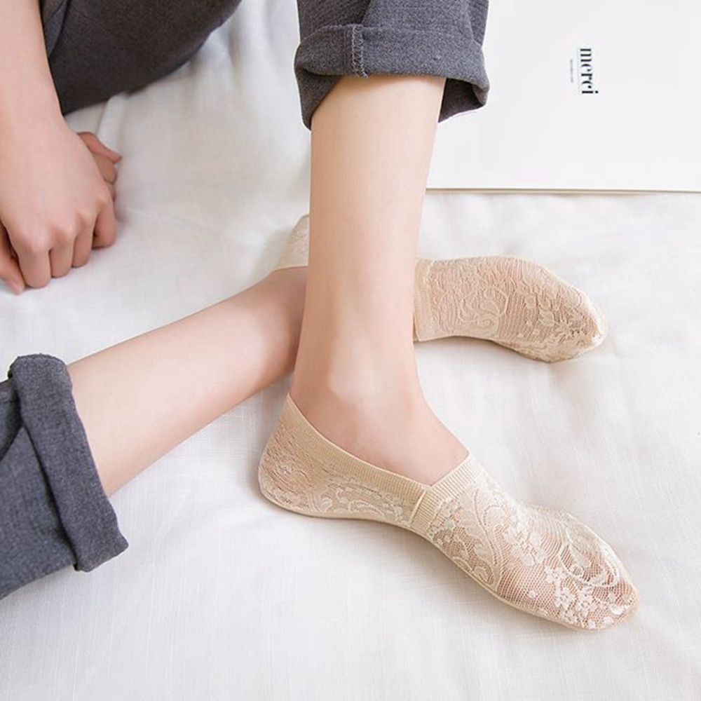 Tất Ren Hoa Ngang Mắt Cá Chân Chống Trượt