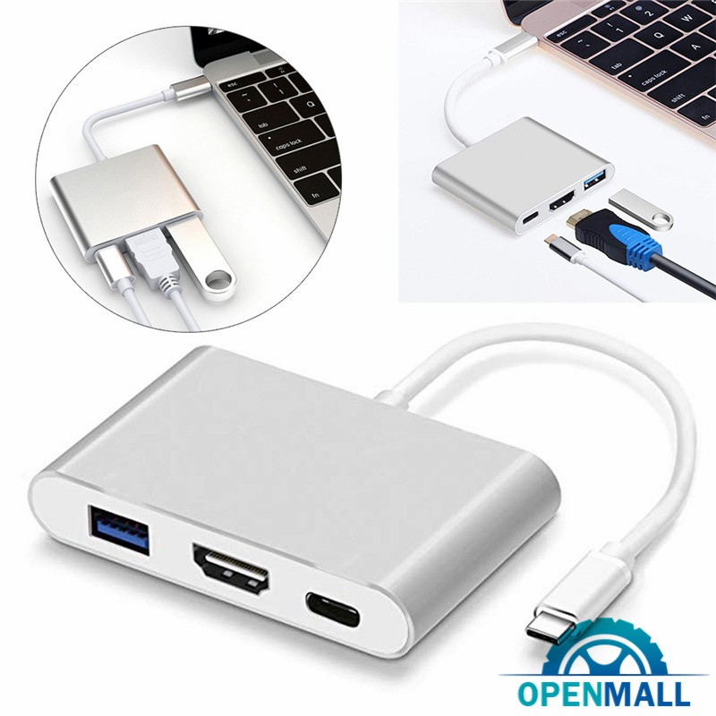 Bộ chuyển đổi 3 cổng OM Type C USB 3.1 - USB-C 4K HDMI USB 3.0 cho Apple Macbook