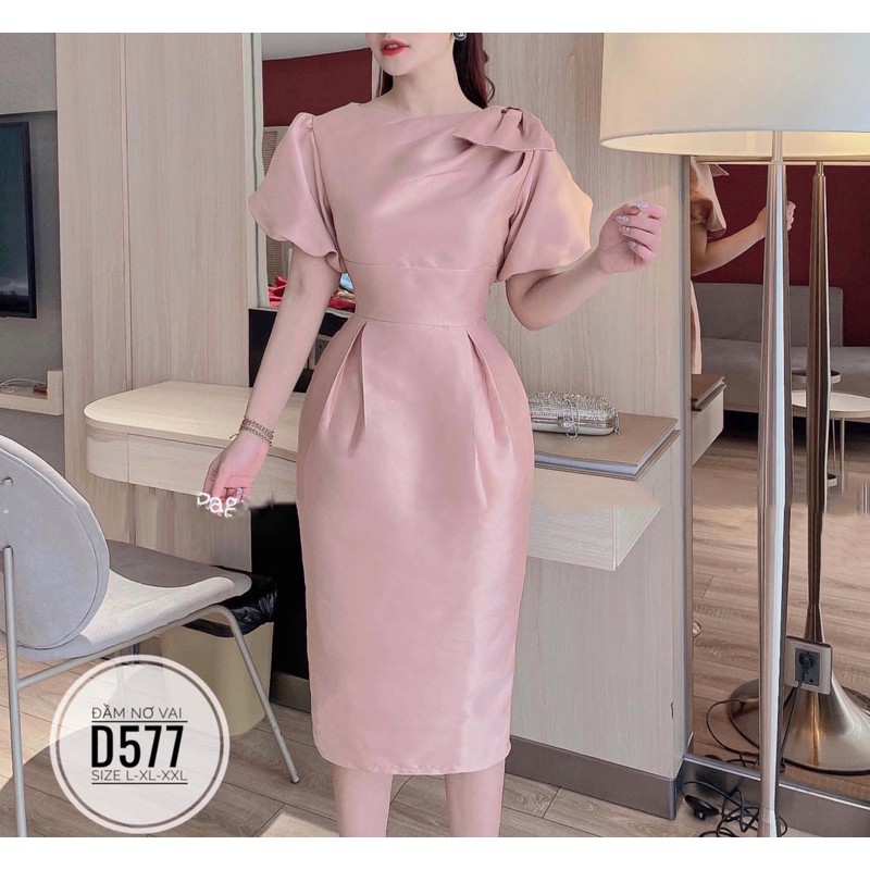 Bigsize Đầm nơ vai D577