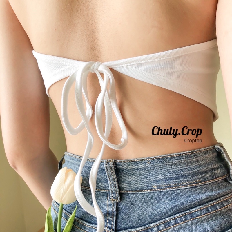 Áo Yếm Cổ Đổ Nhẹ Hở Lưng Phối Xích Có Mút Ngực - Chuly