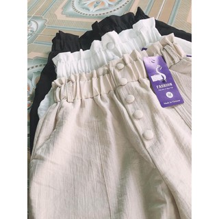 Quần baggy cúc bọc chất đũi mềm mát