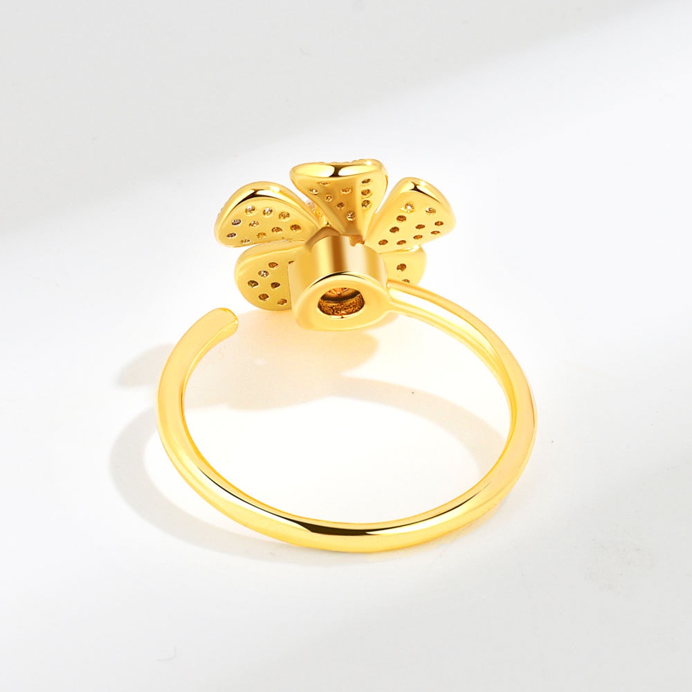 Nhẫn Hở Hình Hoa Nhỏ Dạng Xoay Đính Đá Zircon Thời Trang