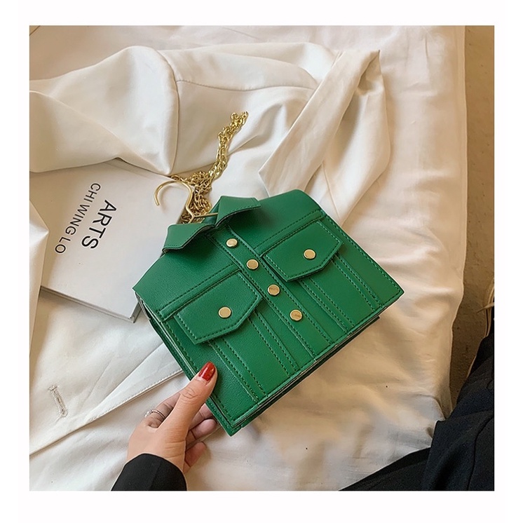 Túi Xách Nữ - Túi Vuông Hộp Mini Đeo Chéo, Hàng Thiết Kế Áo Sơ Mi Độc lạ, Thời trang, Cá Tính Kèm Dây Xích Đeo