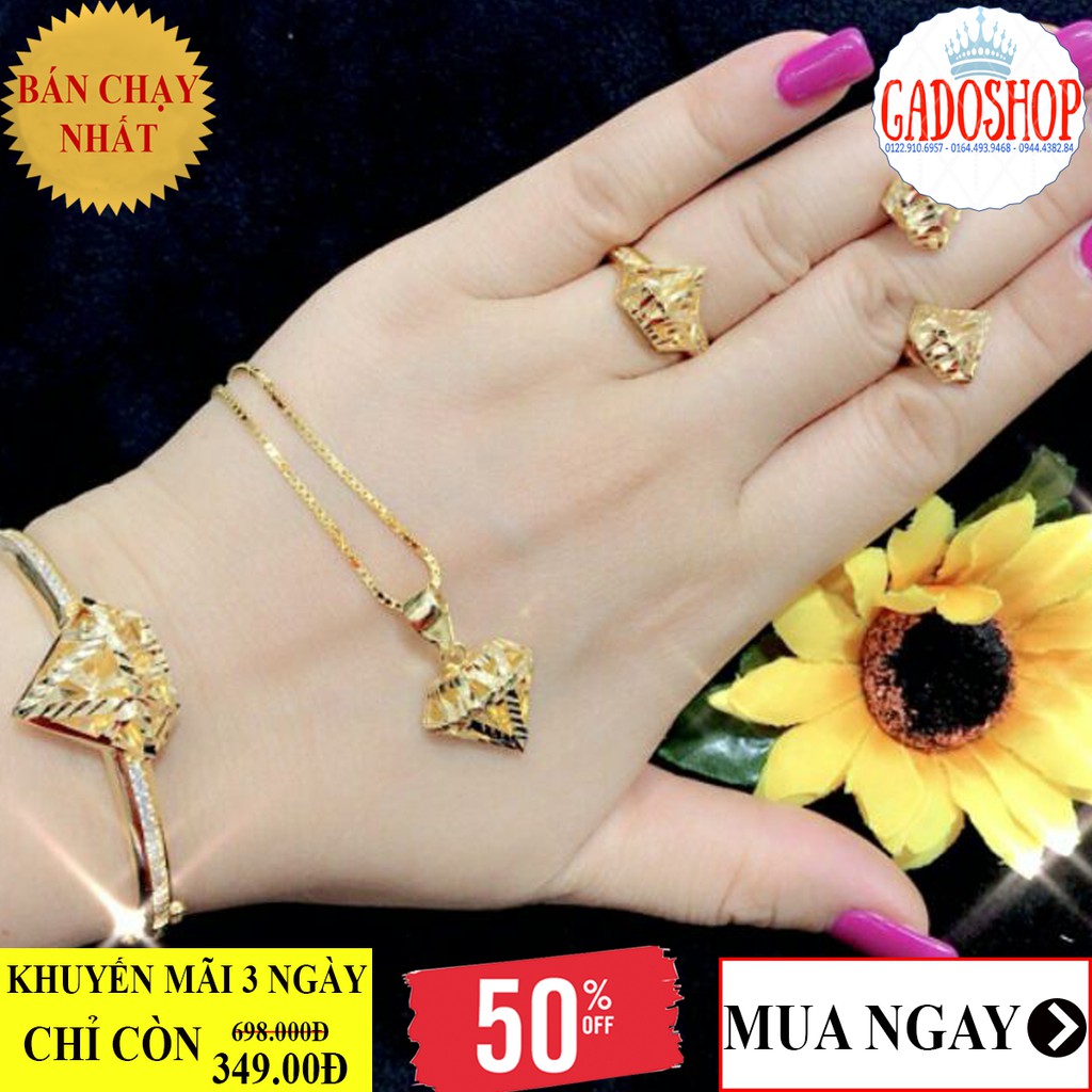 [ SIÊU GIẢM GIÁ ] Bộ trang sức nữ mạ vàng phong cách Hàn Quốc Gadoshop - đeo đi chơi siêu đẹp
