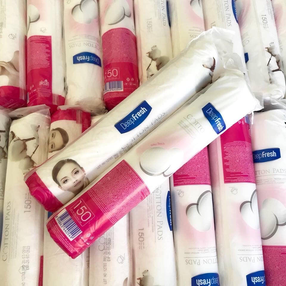 Bông tẩy trang DeepFresh cao cấp  tròn 150 miếng