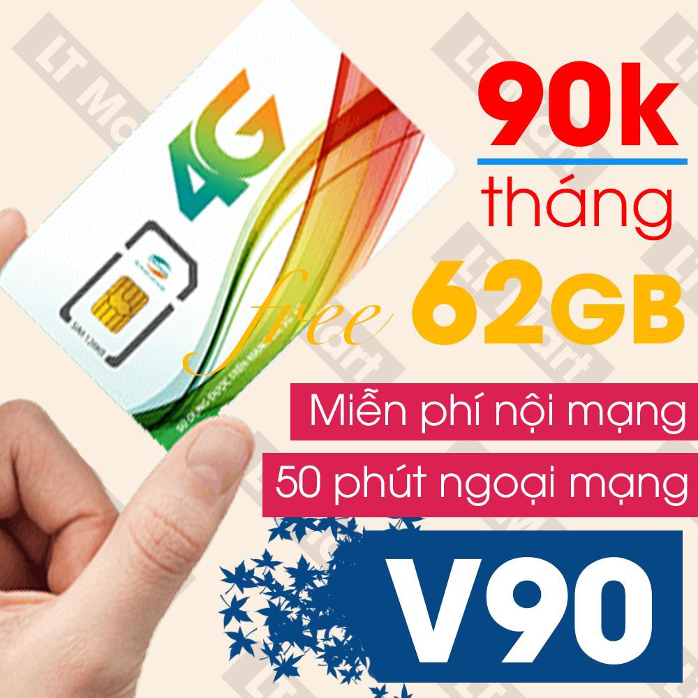 Sim V90 viettel 4G đầu 09 miễn phí 60Gb chỉ 90k mỗi tháng - Được đăng ký chính chủ