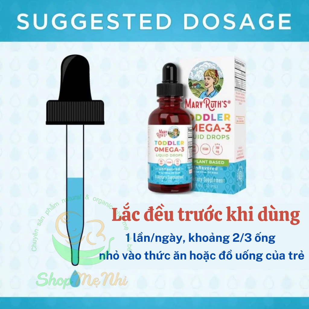 Omega 3 DHA thuần chay từ tảo cho bé sơ sinh & trẻ em 6thang-3 tuổi Mary Ruth’s Infant & Toddler Omega-3 Liquid Drops.