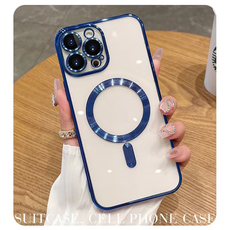 Ốp Điện Thoại Silicon Trong Suốt Từ Tính Mạ Điện Chất Lượng Cao Cho iPhone 13 12 Pro Max