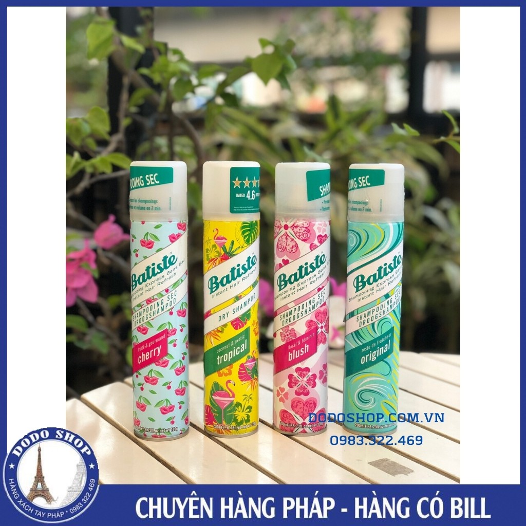 Dầu Gội Đầu👱‍♀️FREE SHIP👱‍♀️Dầu Gội Đầu Khô Batiste 200ml - Hàng Có Bill - Giúp Mái Tóc Suôn Mượt Bồng Bềnh