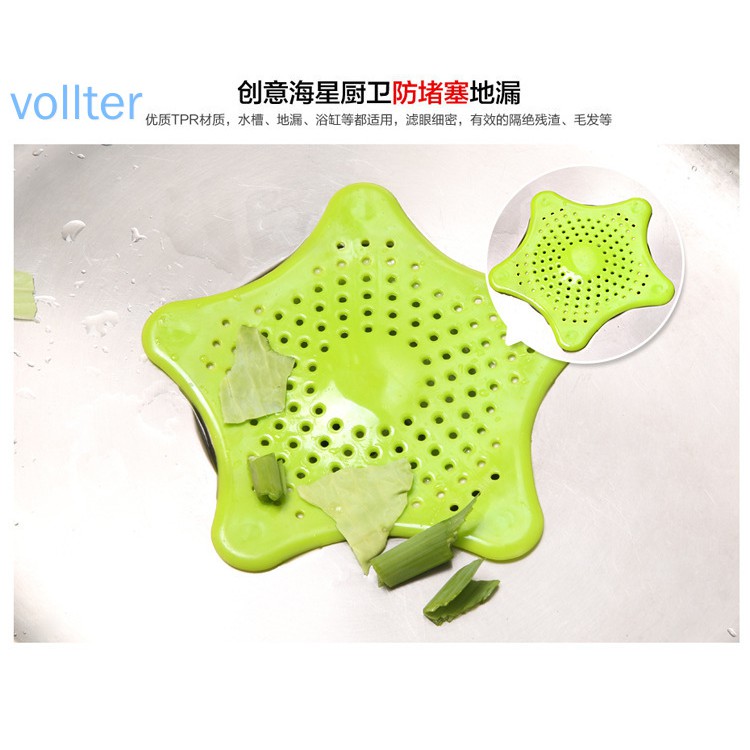 Nắp silicon lọc ống thoát nước chống tắc nghẽn hình sao biển năm cánh đáng yêu cho phòng tắm/nhà bếp