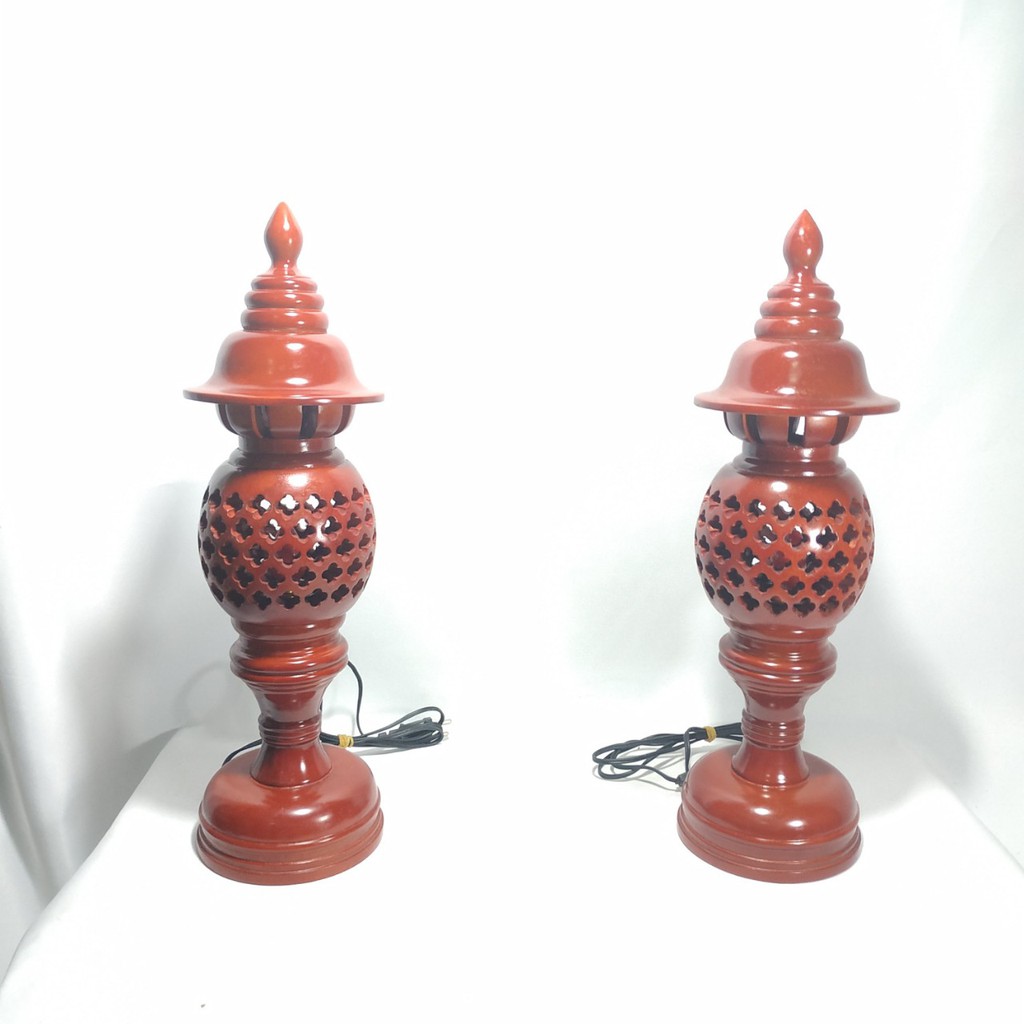 BỘ ĐÈN THỜ PHONG THỦY GỖ HƯƠNG CHUẨN 100% CAO 36CM | BigBuy360 - bigbuy360.vn