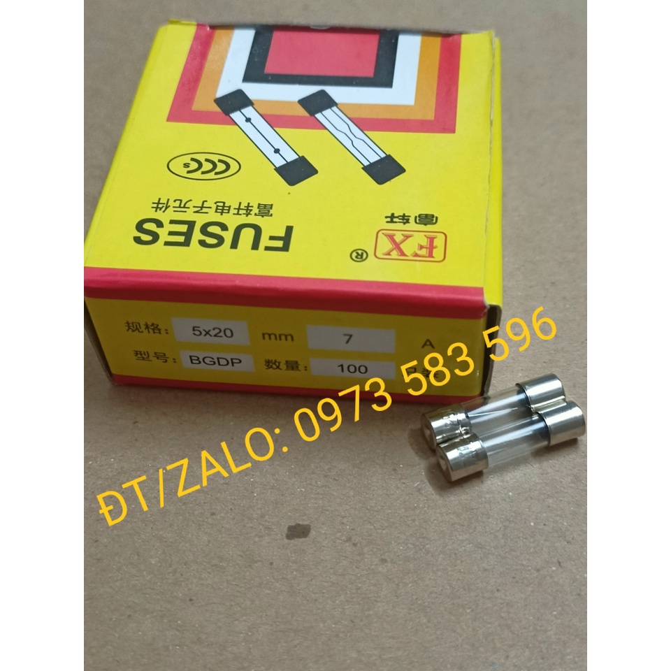 Cầu Chì 7A 250V 5x20mm (Hộp 100 chiếc)
