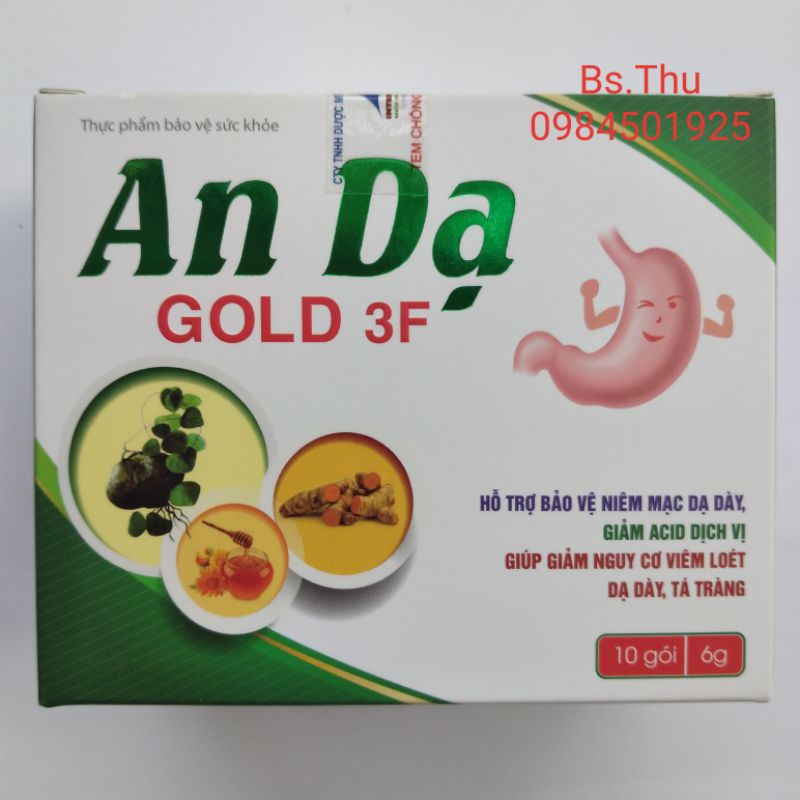 AN DẠ GOLD 3F hộp 10 gói - An dạ gol 3f - An dạ forday - Hỗ trợ bảo vệ niêm mạc dạ dày, giảm acid dịch vị