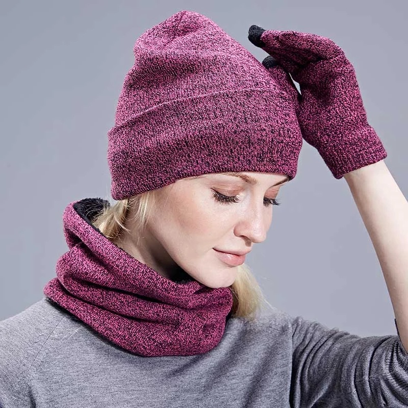 Set Mũ beanie Và Găng Tay Dệt Kim Mềm Mại Giữ Ấm Mùa Đông Cho Nam Và Nữ