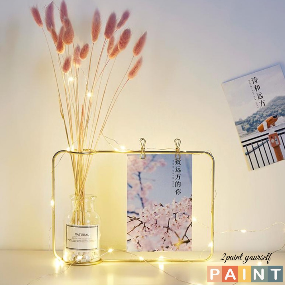 Lọ hoa kết hợp khung ảnh sắt treo postcard, ghi chú decor, trang trí để bàn ( tặng kèm bưu thiếp )