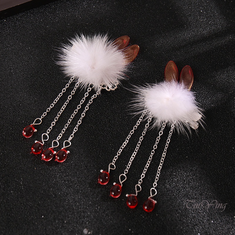 GETNOIVAS Set 2 kẹp tóc tua rua phong cách trung hoa cổ điển dễ thương cho nữ