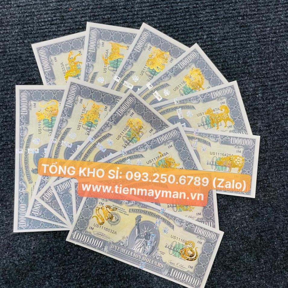 Tiền 1 Triệu Đô Usd 12 con giáp mạ vàng, Kỉ Niệm Siêu Cấp Có Bảo An, tặng bao lì xì