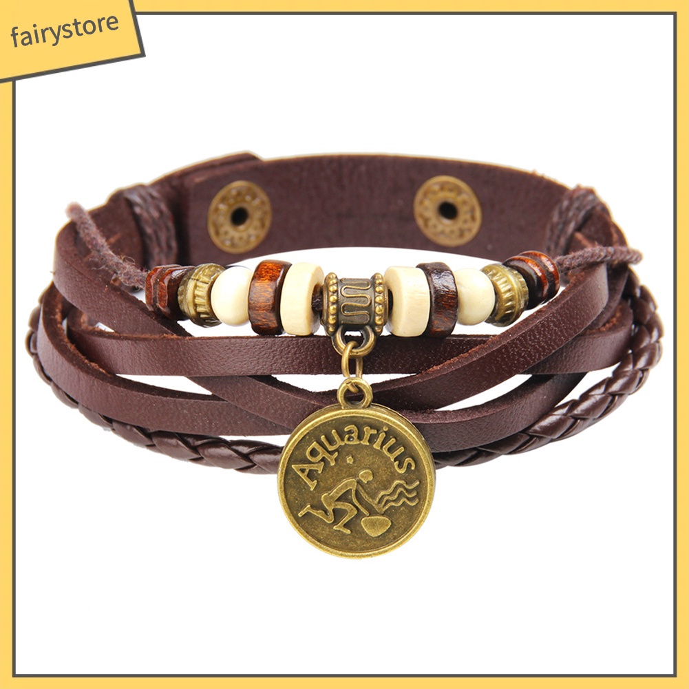 Vòng đeo tay giả da nhiều tầng phong cách cổ điển dành cho cả nam và nữ