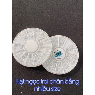 Hạt ngọc trai nhân tạo đế bằng đính trên móng tay, 3 size , phụ kiện nail