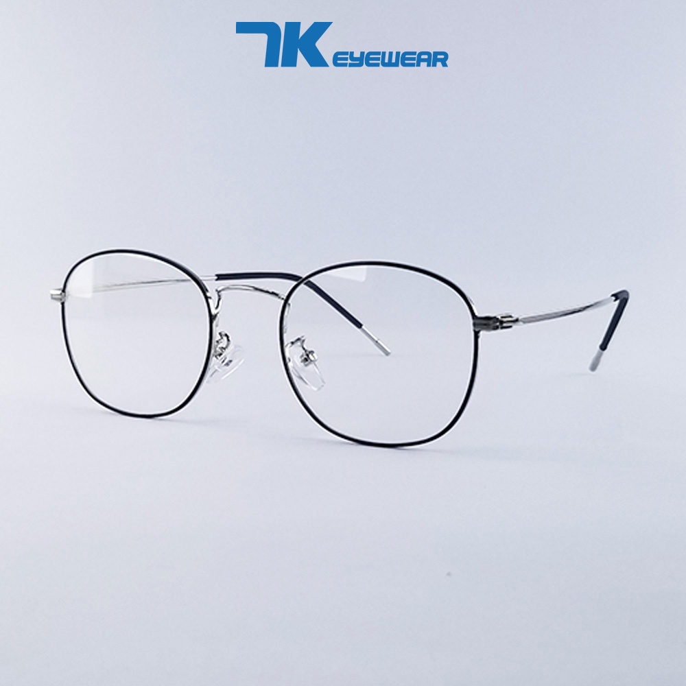 Gọng kính cận nam nữ mắt chữ nhật oval 7K2033 màu vàng đen bạc. Tròng 0 độ giả cận có sẵn, chống ánh sáng xanh và UV