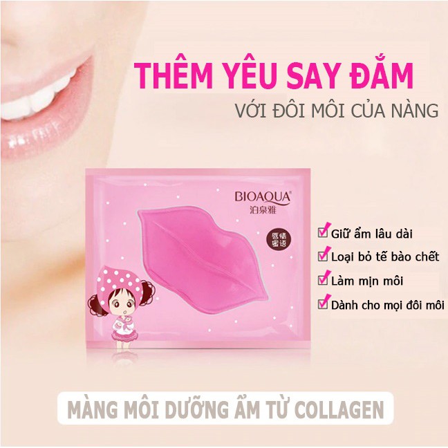 Combo 3 Mặt Nạ Dưỡng Môi Bioaqua Collagen Nourish Lips Membrane Mask 3x8g