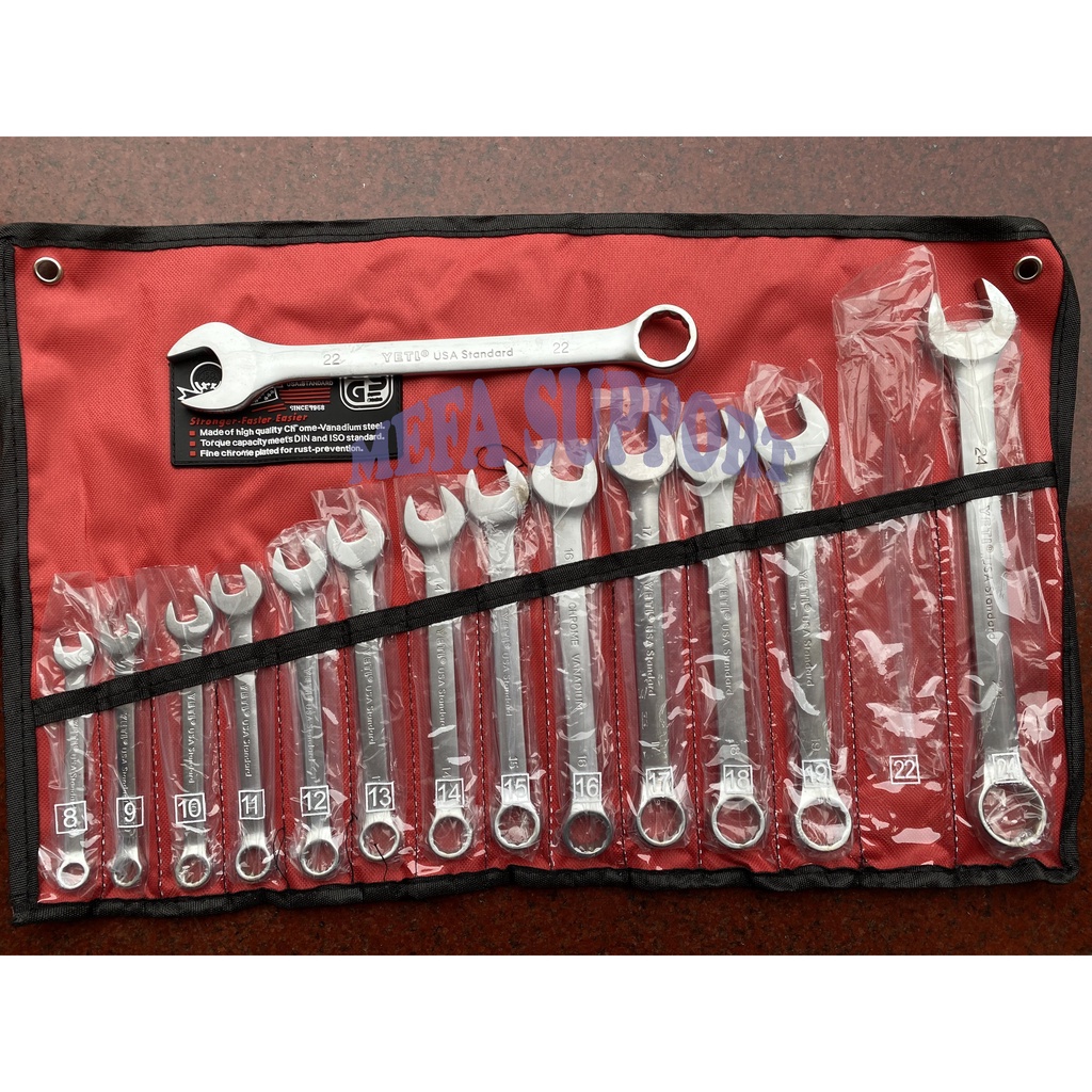 Bộ cờ lê YETI 14 chi tiết tiêu chuẩn USA 8-24 mm