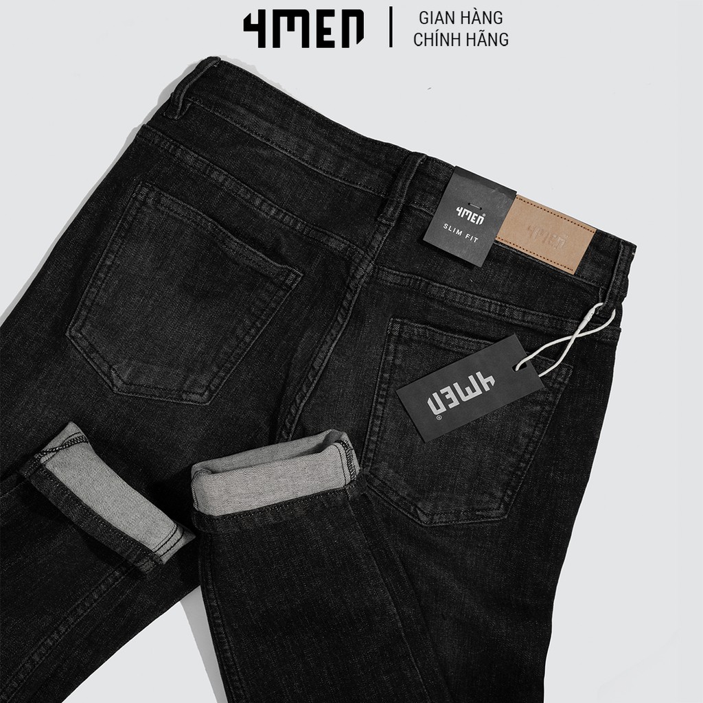 Quần jeans đen nam đẹp 4MEN QJ024 vải cao cấp co giãn, form slimfit tôn dáng | BigBuy360 - bigbuy360.vn
