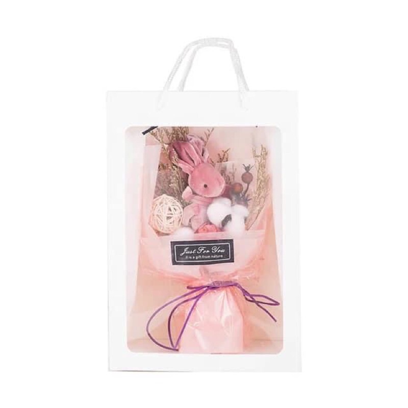 Set 02 Túi giấy mặt kính đựng hoa, bóng, quà tăng size 25x35cm