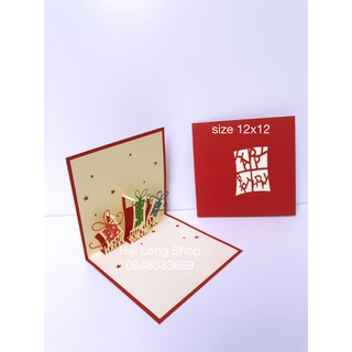 Hộp quà 4 ( 3 hộp quà nhỏ ) - The gift - Birthday - Sinh Nhật -  Thiệp 3D ( mở 90 độ )